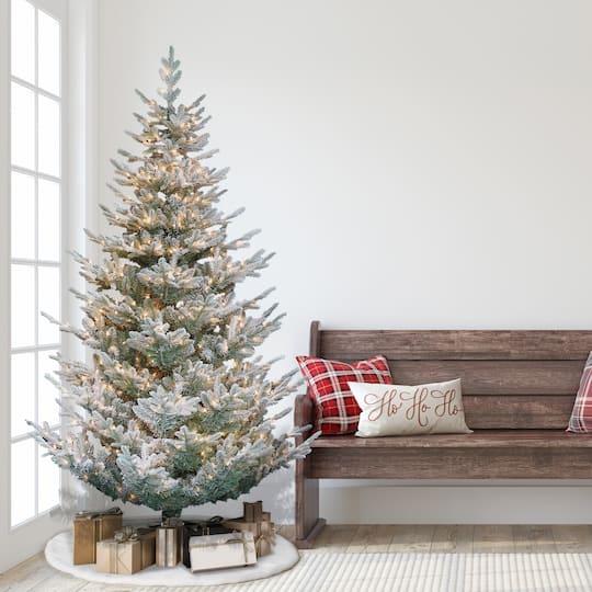 7.5ft. Pre-Lit Flocked Hillside Spruce Artificial Christmas Tree, Clear Lights
